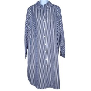 Style Paris By Susan Sutherland Shirt Dress Women Blue/White Stripes Sz L
